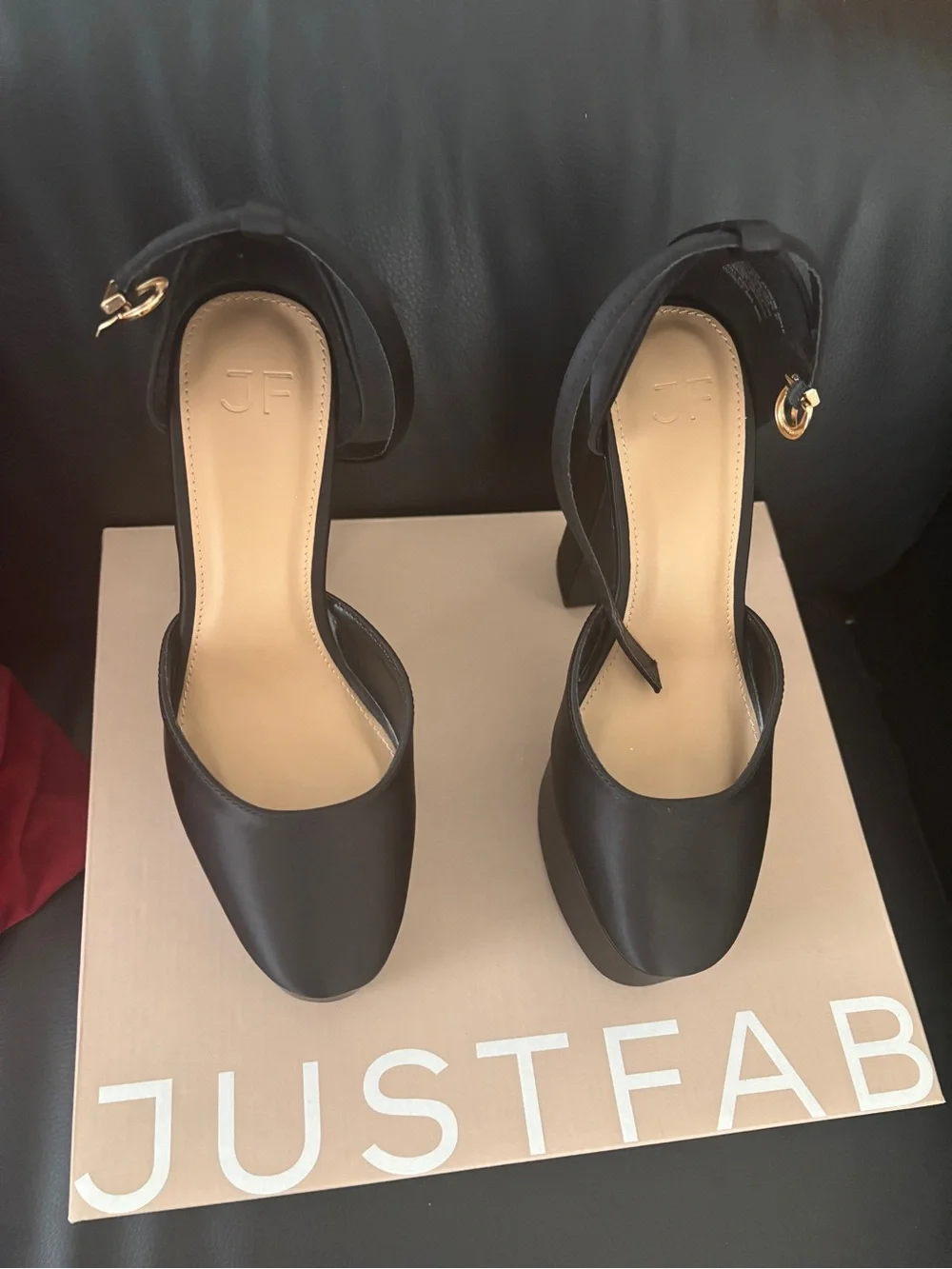 JustFab Black Platform Ankle-Strap Mary Janes